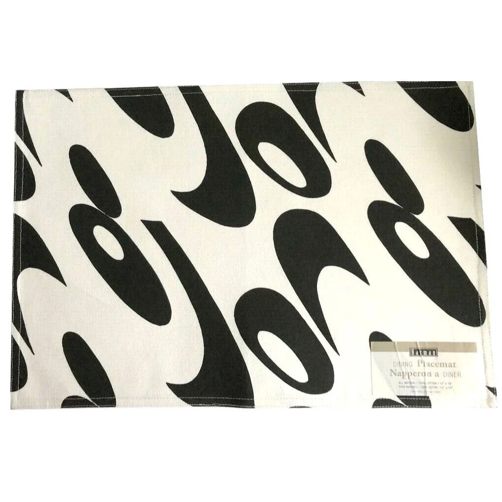 Harman Fabric Black White Placemats Chelsea 100% Cotton 19x13